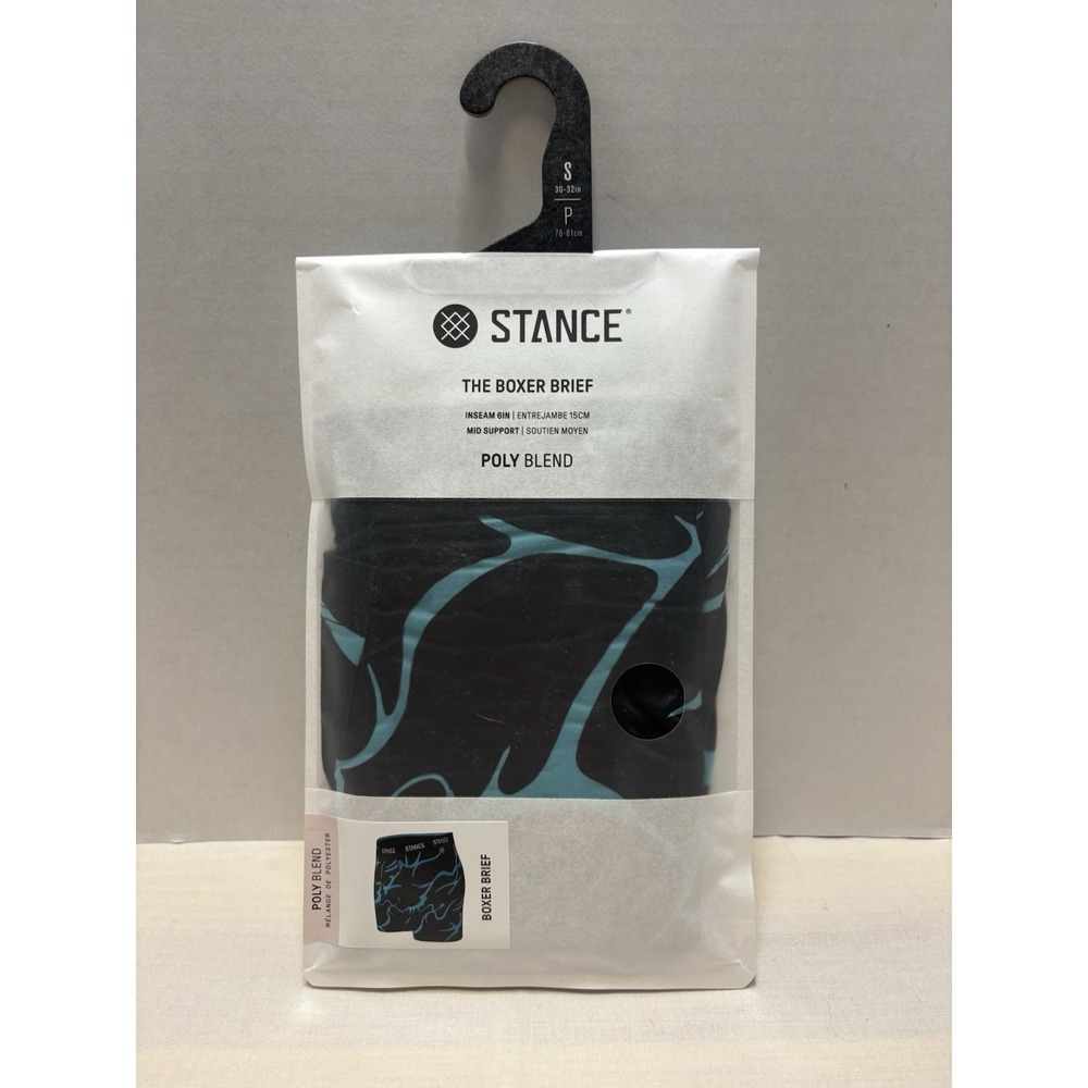 NEW Stance Poly Blend Boxer Brief Y2K Print Black / Blue Mens Small 6"